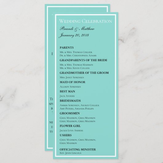 Bruid & Co Wedding Suite Elegante Ceremonie Bruid Programmakaart (Voorkant / Achterkant)