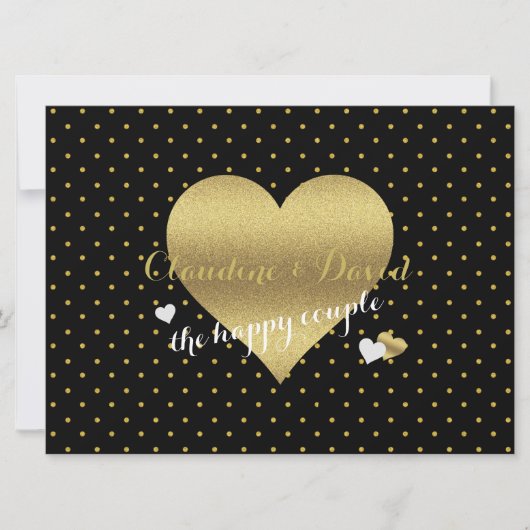 BRUID CO Zwart & Goud Polka Dot Bruiloft Kaart (Voorkant)