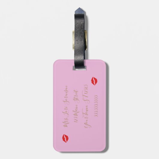 Bruid Couture & Glam Roze Bruiloft Feest Bagagelabel (Achterkant verticaal)