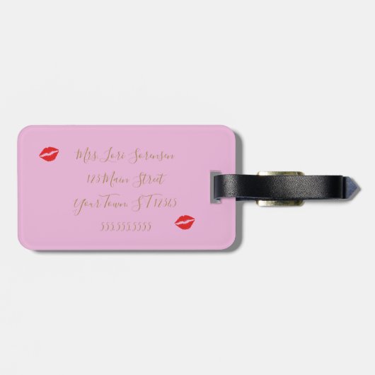 Bruid Couture & Glam Roze Bruiloft Feest Bagagelabel (Achterkant horizontaal)