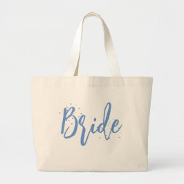 Bruid Cute Leuke Kalligrafie Script Eenvoudig Blau Grote Tote Bag
