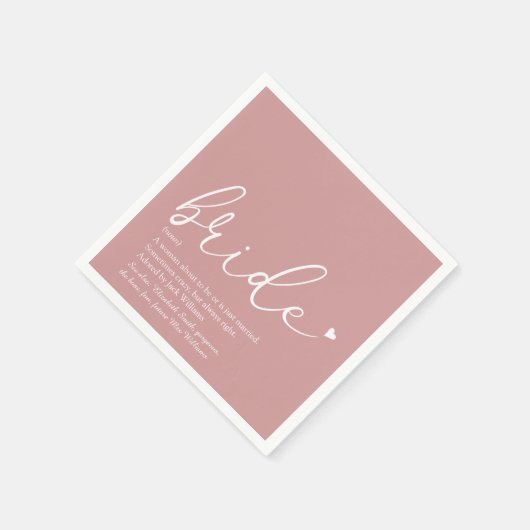 Bruid Definitie Bruidsfeest Blush Roze Schrift Servet (Hoek)