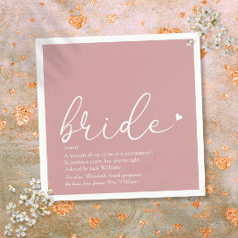 Bruid Definitie Bruidsfeest Blush Roze Script Servet