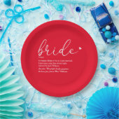 Bruid Definitie Bruidsfeest Chic Script Rood Papieren Bordje (Feest)