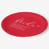 Bruid Definitie Bruidsfeest Chic Script Rood Papieren Bordje (Gekanteld)