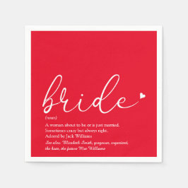 Bruid Definitie Bruidsfeest Chic Script Rood Servet