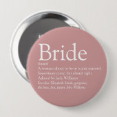 Bruid Definitie, Bruidsfeest Feest Roze Ronde Button 4,0 Cm (Voorkant /achterkant)