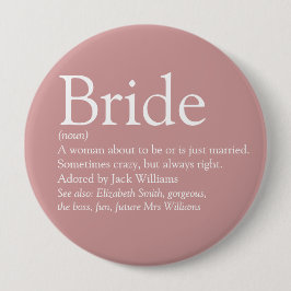 Bruid Definitie, Bruidsfeest Feest Roze Ronde Button 4,0 Cm