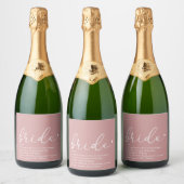 Bruid Definitie Bruidsfeest Roze Script Sparkling Wijnetiket (Flessen)