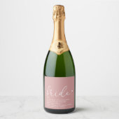 Bruid Definitie Bruidsfeest Roze Script Sparkling Wijnetiket (Voorkant)