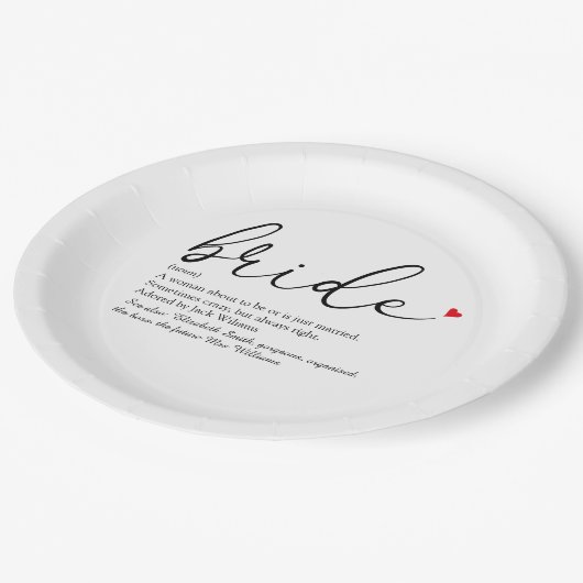 Bruid Definitie Bruidsfeest Script Modern Papieren Bordje (Gekanteld)