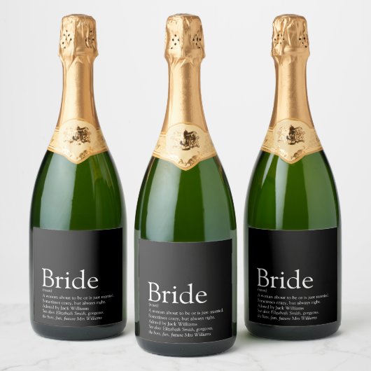 Bruid Definitie, Bruidsfeest, Trouwen Sparkling Wijnetiket (Flessen)