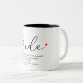 Bruid Definitie, Bruidsfeest, Trouwen Tweekleurige Koffiemok (Voorkant rechts)