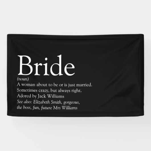 Bruid Definitie Bruidsfeest Zwart En Wit Spandoek (Horizontaal)