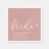 Bruid Definitie Bruidsfeestje Blush Roze Schrift Servet (Voorkant)
