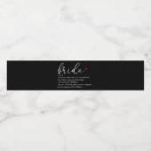 Bruid Definitie, Bruiloft Elegant Script Waterfles Etiket (Enkel label)