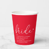 Bruid Definitie Bruiloft Shower Rood Papieren Bekers (Achterkant)