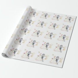 Bruid die bloost in bloei Cheert Bruid & Bruidegom Cadeaupapier