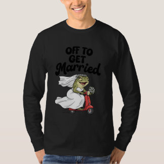 Bruid die bruiloftsshower kikker op scooter gaat G T-shirt