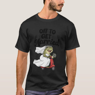 Bruid die bruiloftsshower kikker op scooter gaat G T-shirt