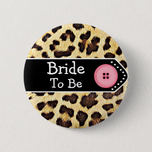 Bruid die gaat trouwen Luipaardprint Bruidsdouche Ronde Button 5,7 Cm