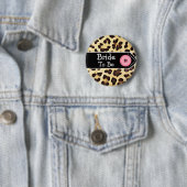 Bruid die Leopard Print Bruiloft gaat vieren Ronde Button 5,7 Cm (In situ)