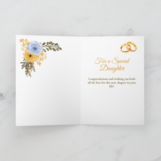 Bruid Dochter Trouwdag Bloemige Felicitaties Kaart (Binnen)