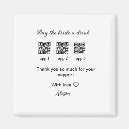 bruid drankje aanbieden QR-code scannen dank je we Magneet