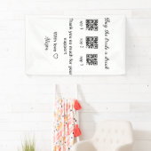 bruid drankje aanbieden QR-code scannen dank je we Spandoek (Insitu)