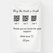 bruid drankje aanbieden QR-code scannen dank je we Spandoek (Verticaal)