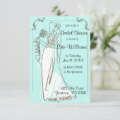 Bruid Dress Sketch Bruids Douche Uitnodiging (Staand voorkant)