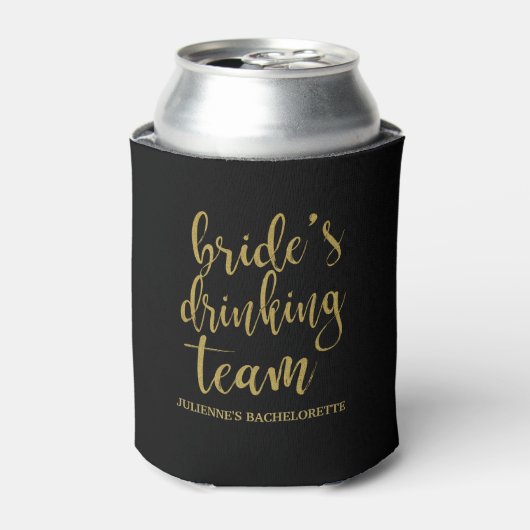 Bruid Drink Team Goud Glitter Bachelorette Blikjeskoeler (Blikje Voorkant)