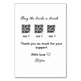 bruid een drankje aanbieden QR-code scannen dank j Kaart