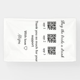 bruid een drankje aanbieden QR-code scannen dank j Spandoek