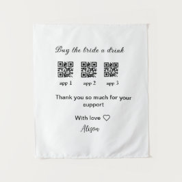 bruid een drankje aanbieden QR-code scannen dank j Wandkleed