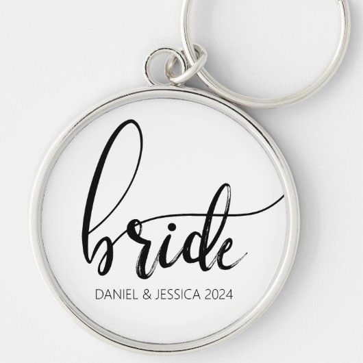 bruid eenvoudige minimalistische zwart witte Sleut Sleutelhanger (Voorkant)