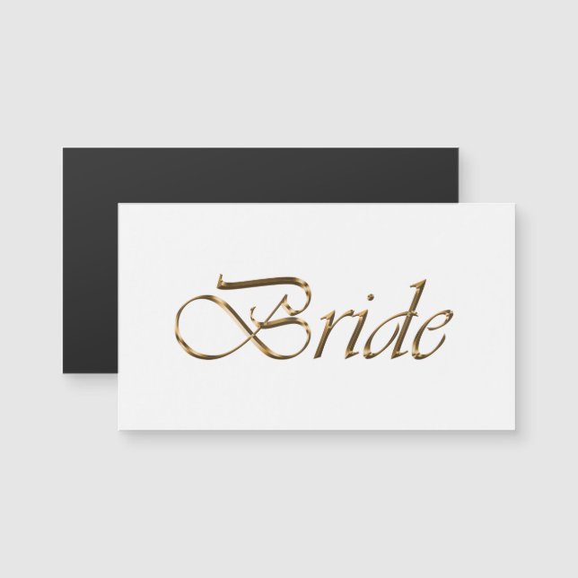 Bruid Elegant goud script chic witte magnetische k (Voorkant / Achterkant)