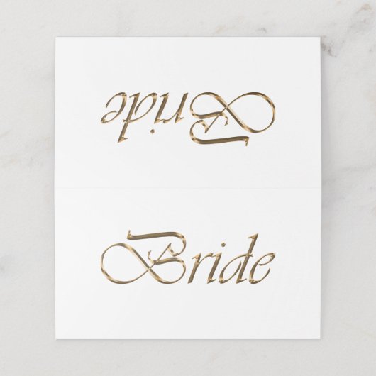 Bruid Elegant gouden script Gereserveerde Trouwtaf Plaatskaartje (Buitenkant ongevouwen)