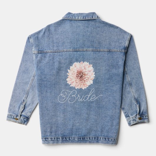Bruid Elegant Roze Bloemen Bruiloft Script Denim Jacket (Achterkant)