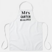 Bruid Elegant Zwart Naam Modern Bruiloft Schort (Voorkant)