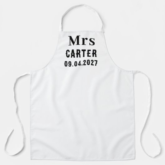 Bruid Elegant Zwart Naam Modern Bruiloft Schort (Voorkant)