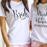 Bruid Elegant Zwart Script Gepersonaliseerde bruil Tri-Blend Shirt<br><div class="desc">Stijlvolle bruid shirt in een chic zwart script beschikt over aangepaste "Future Mrs LASTNAME" tekst op de achterkant. Maakt een geweldig vrijgezellenfeest,  vrijgezellenfeest of huwelijkscadeau voor de bruid-to-be! Shop onze winkel voor het bijpassende Groom shirt.</div>