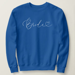 Bruid Elegante script met trendy hart op blauw Trui