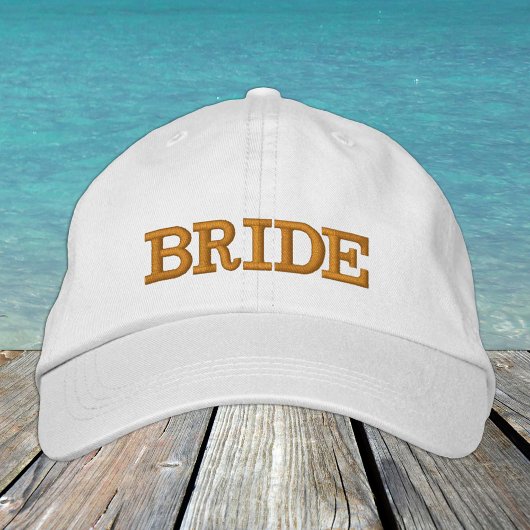 BRUID embroiderde honkbalpet goud / wit Geborduurde Pet