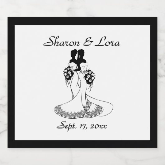 Bruid en Bruid Bruiloft Gepersonaliseerde Sparklin Sparkling Wijnetiket (Enkel label)