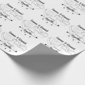 bruid en bruidegom aangepaste naam script huwelijk cadeaupapier (Hoek)