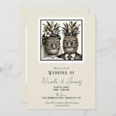 Bruid en bruidegom Aloha Ananas Tiki Hoofd Bruilof Kaart (Voorkant / Achterkant)