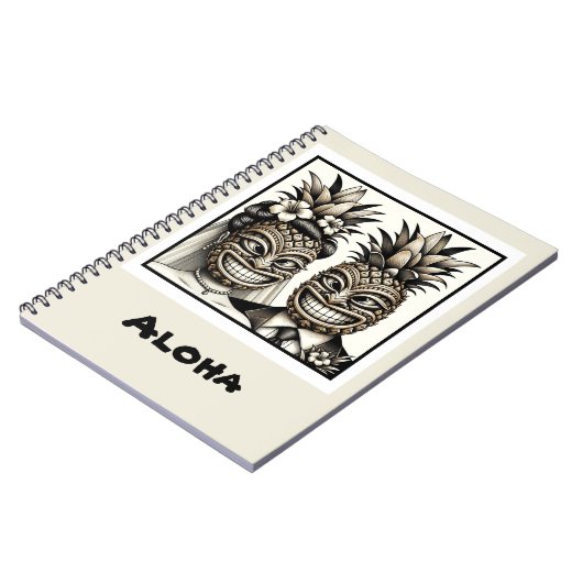 Bruid en bruidegom Aloha Ananas Tiki Hoofd Bruilof Notitieboek (Linkerzijde)