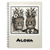 Bruid en bruidegom Aloha Ananas Tiki Hoofd Bruilof Notitieboek (Voorkant)