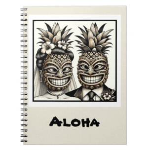 Bruid en bruidegom Aloha Ananas Tiki Hoofd Bruilof Notitieboek